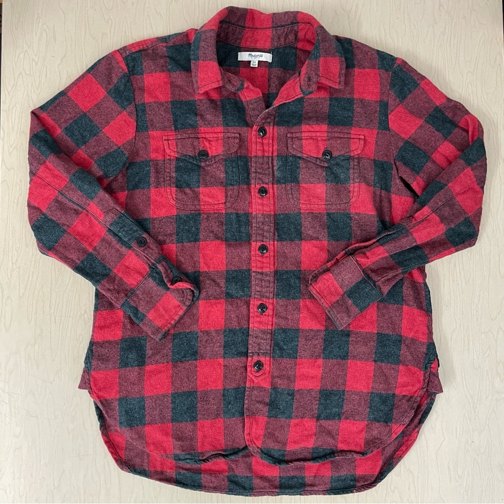 Madewell Flannel Shirt Womens XS Buffalo Plaid Button Down Boyfriend Fall Winter